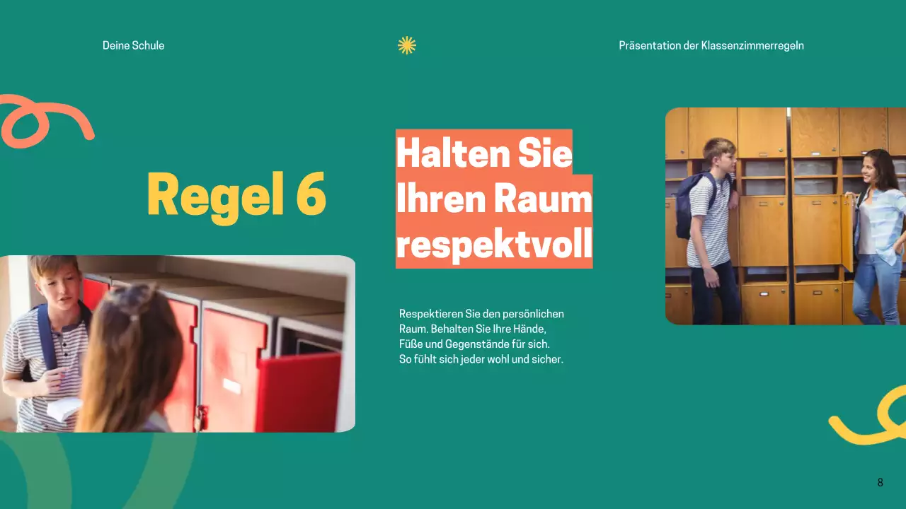 Grüne moderne Klassenzimmerregeln Unterrichtsmaterial