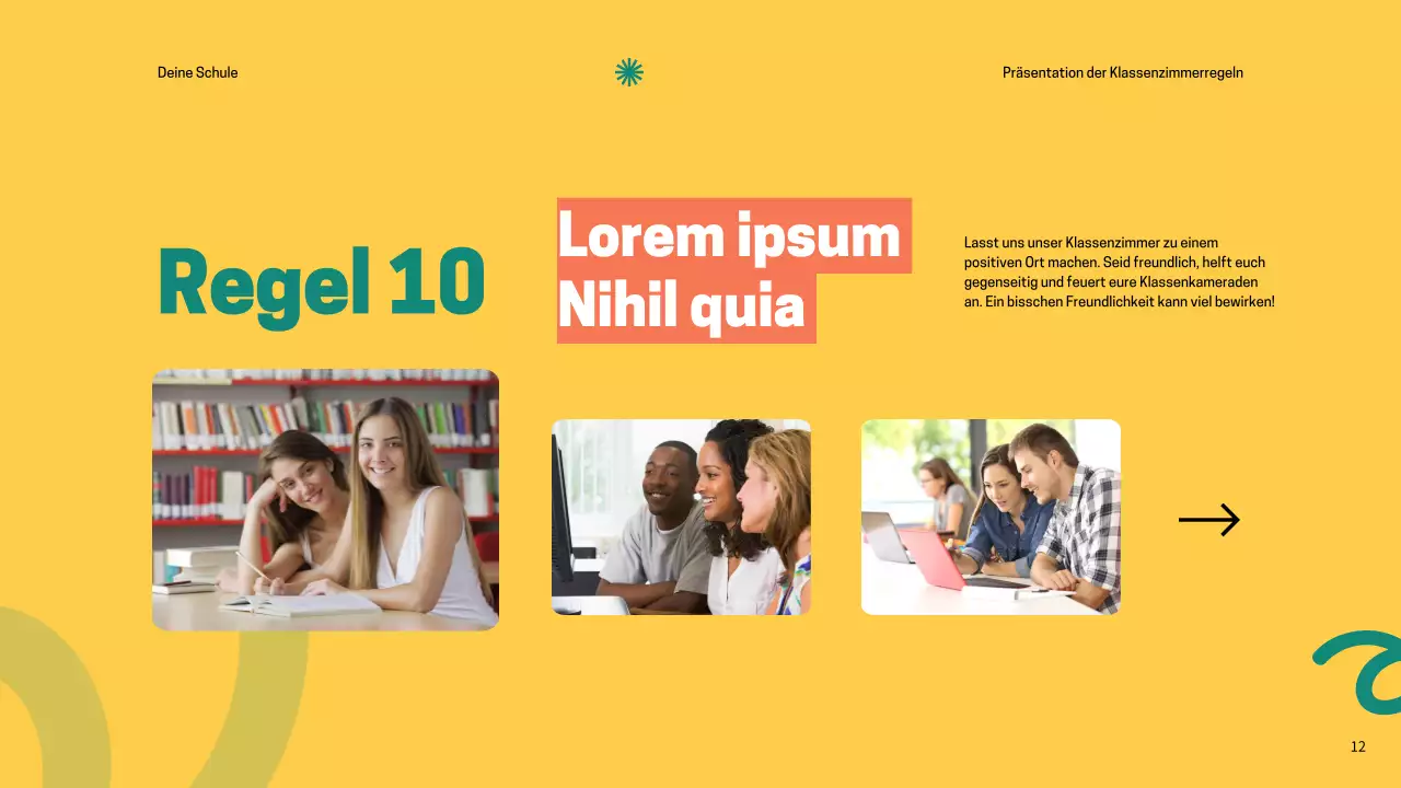 Grüne moderne Klassenzimmerregeln Unterrichtsmaterial