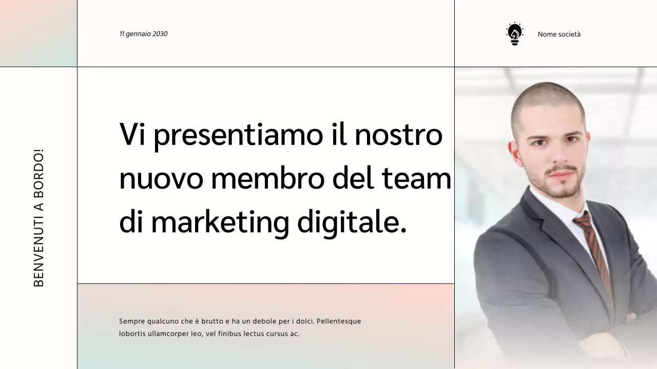 White Minimal Marketing Team Member Presentazione dell'azienda