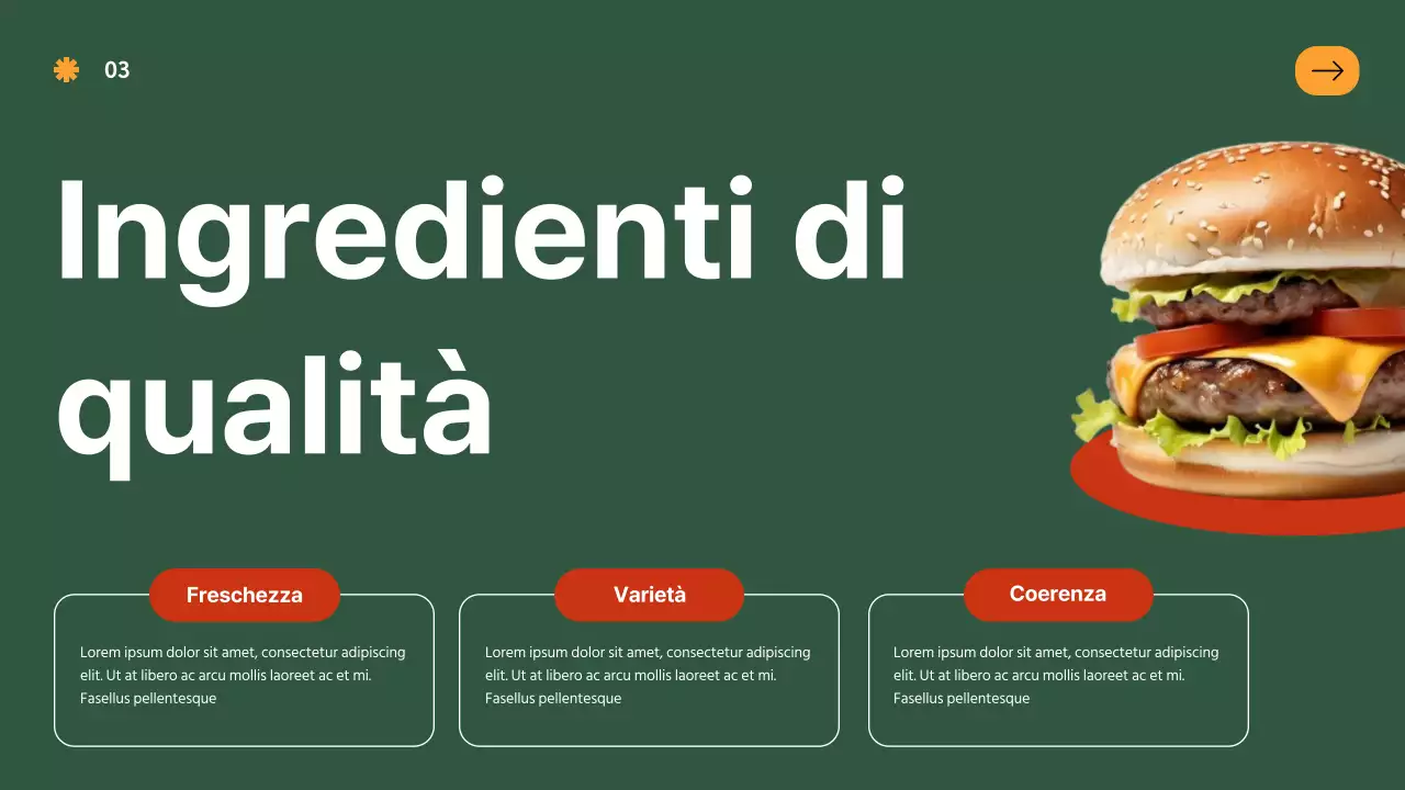 Introduzione dell'azienda di hamburger Red Orange Bold