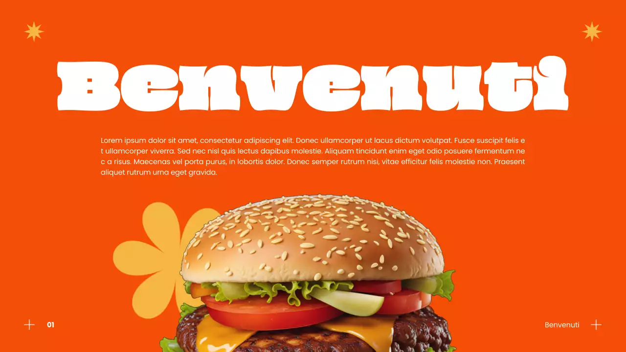 Strategia di successo per gli hamburger moderni blu e arancioni