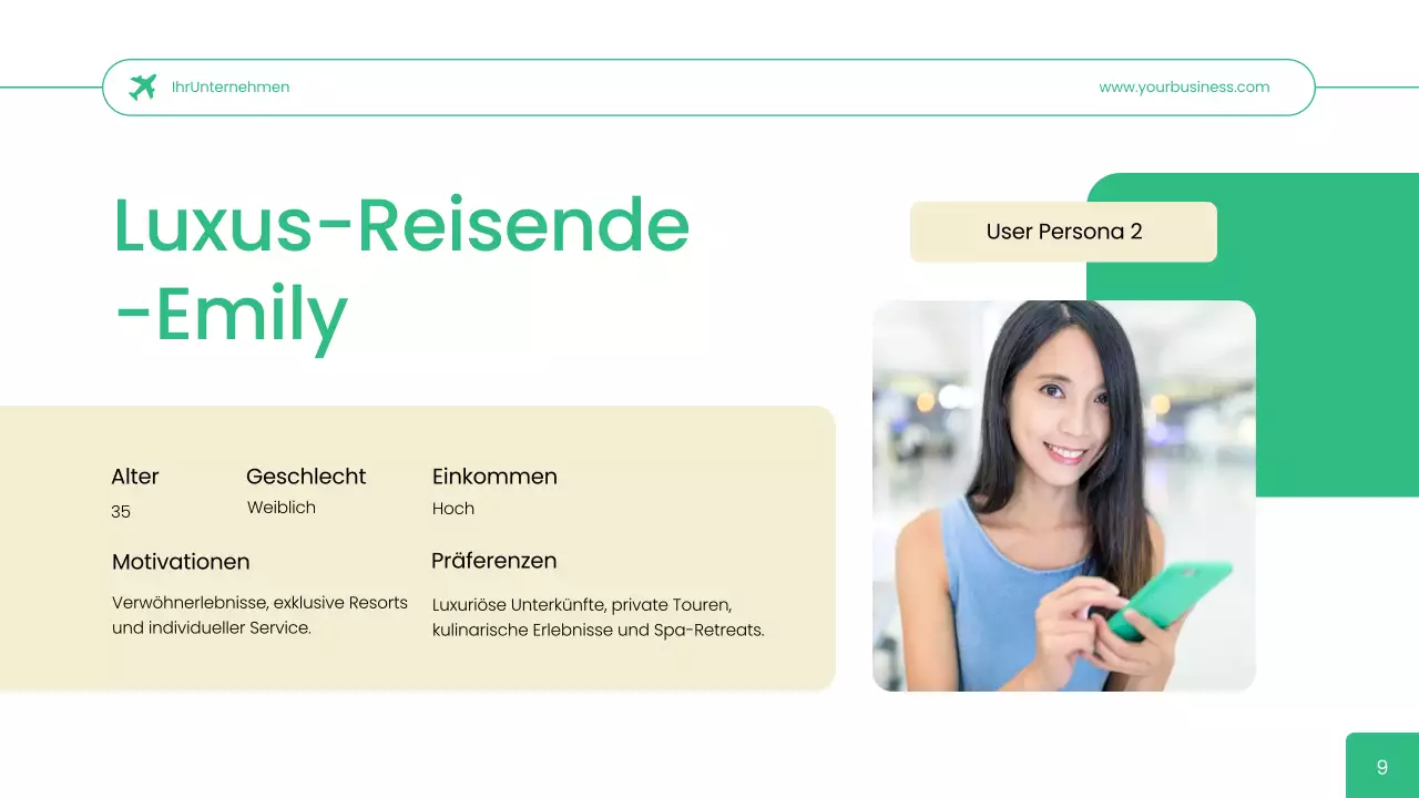 Green Simple Reisebüro User Persona Geschäftsstrategie
