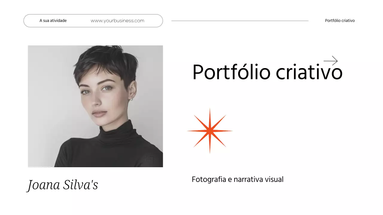 Portfólio criativo pessoal minimalista branco