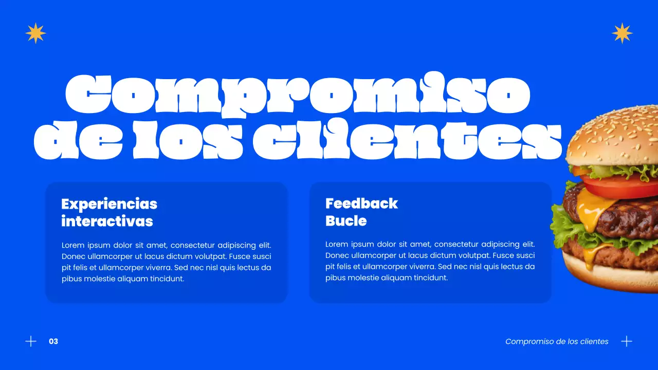 Estrategia de éxito de la hamburguesería moderna azul y naranja