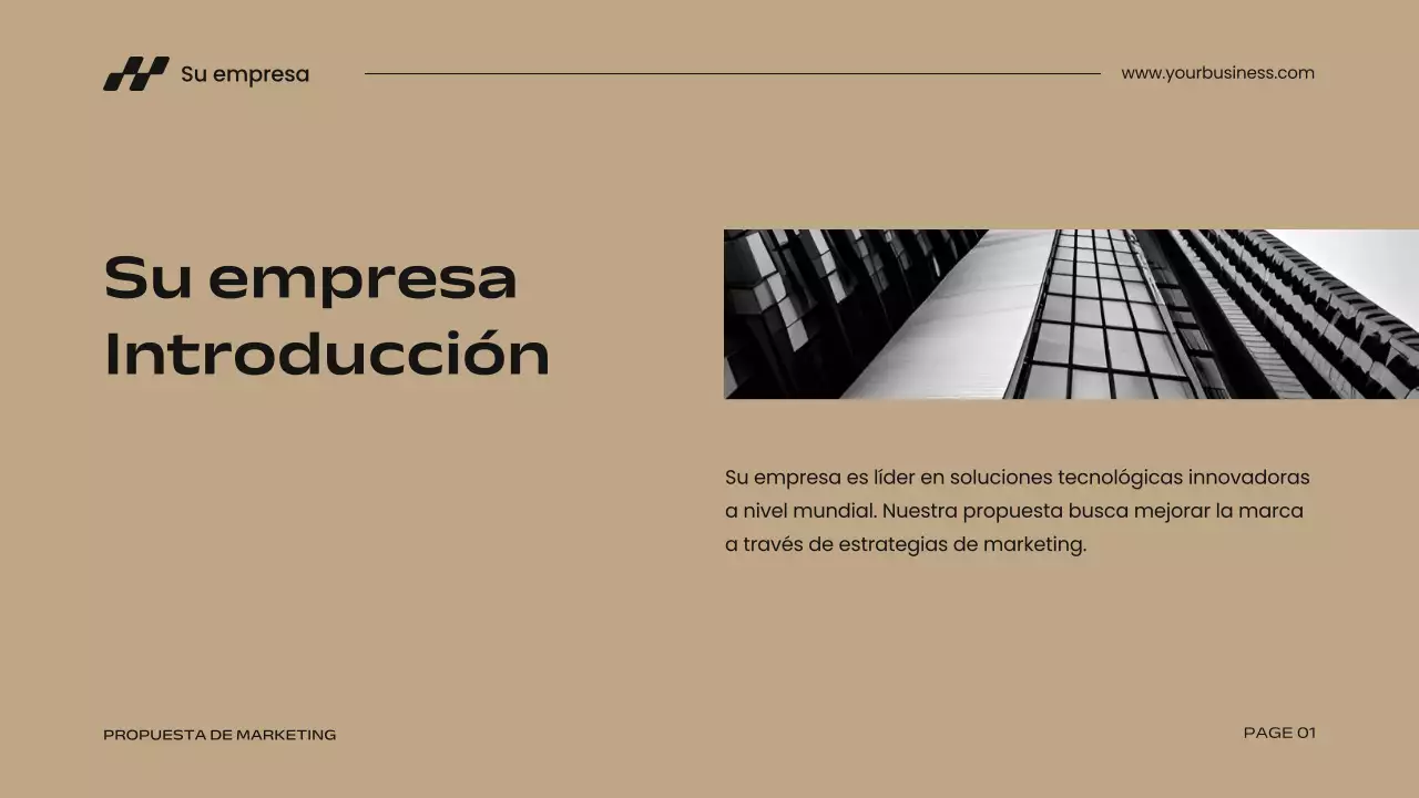 Propuesta de marketing para una empresa moderna de color caqui