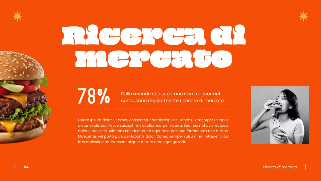 Strategia di successo per gli hamburger moderni blu e arancioni