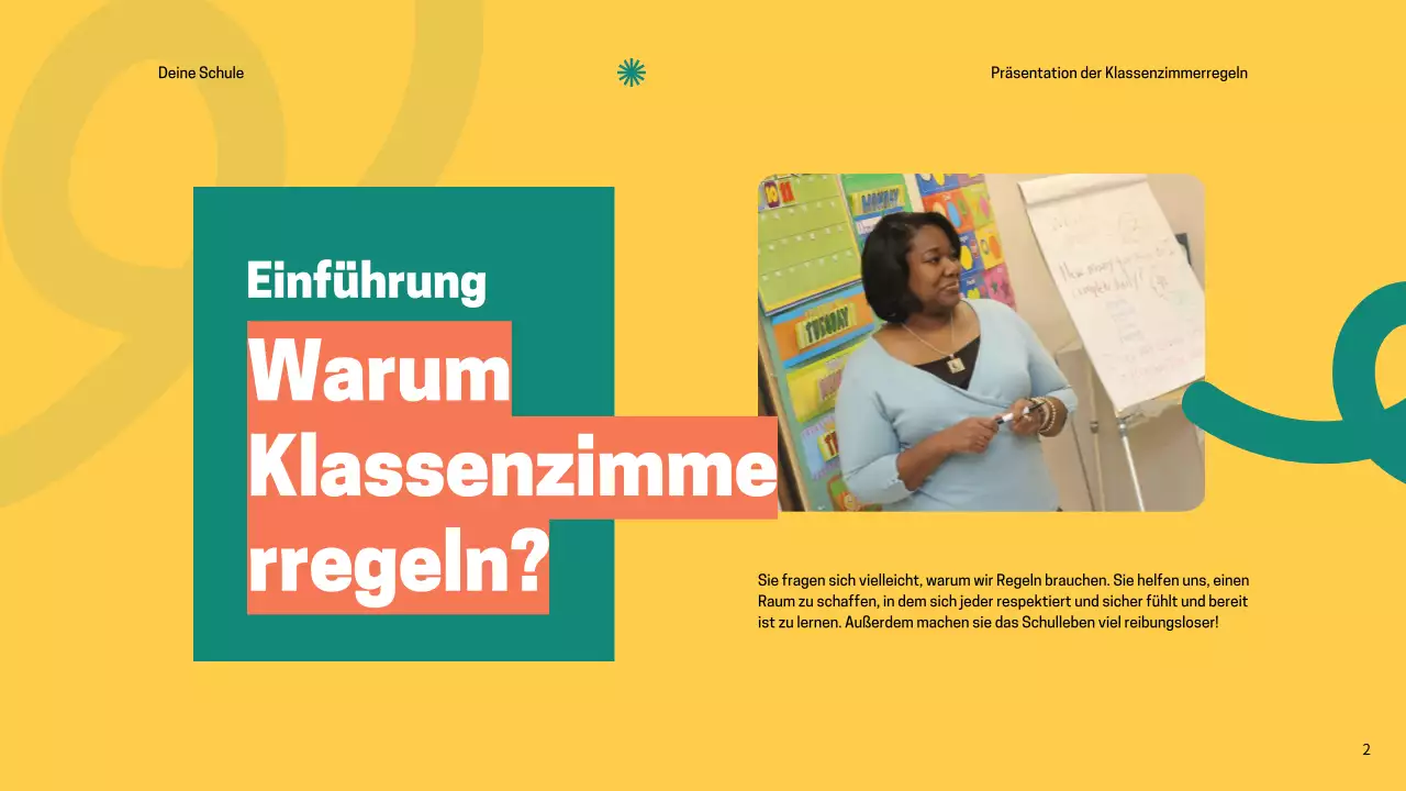 Grüne moderne Klassenzimmerregeln Unterrichtsmaterial