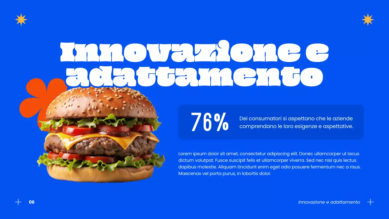 Strategia di successo per gli hamburger moderni blu e arancioni