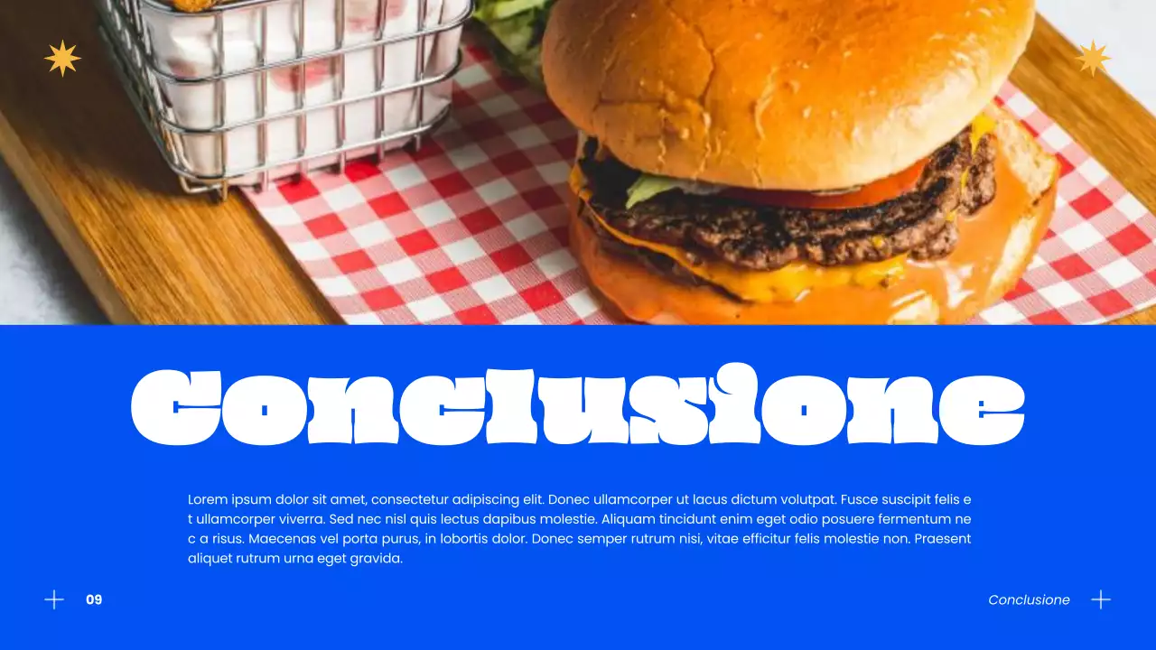 Strategia di successo per gli hamburger moderni blu e arancioni