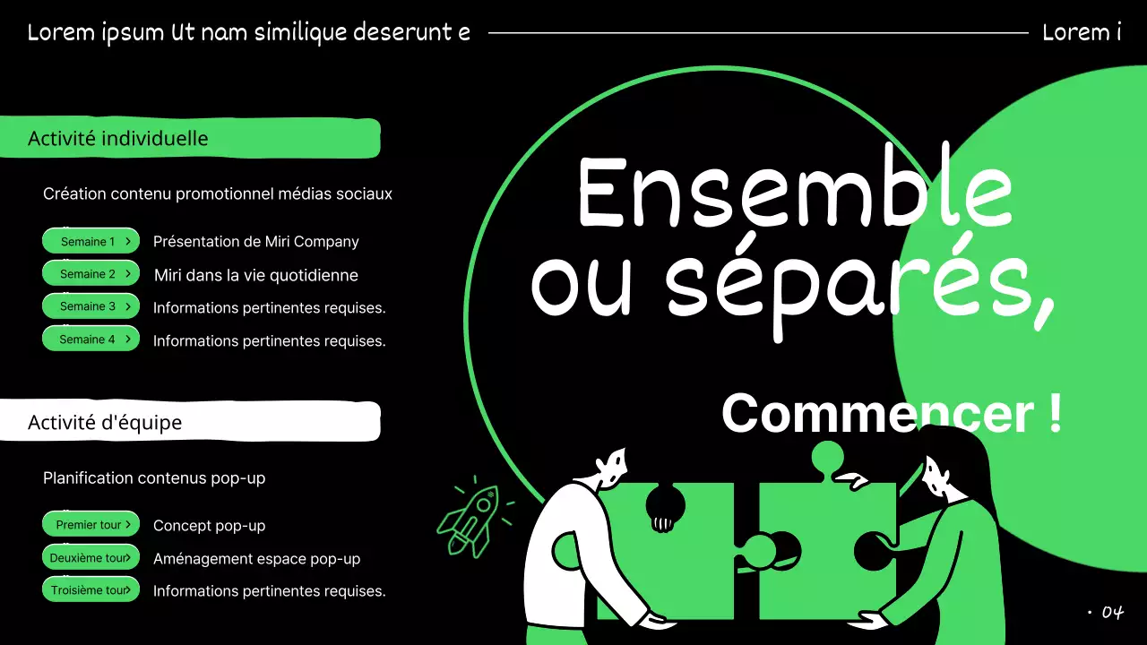 Les présentations des donateurs sont surlignées en vert et en noir