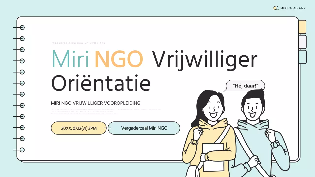 Eenvoudig NGO Corps voortrainingsmateriaal in mint en geel