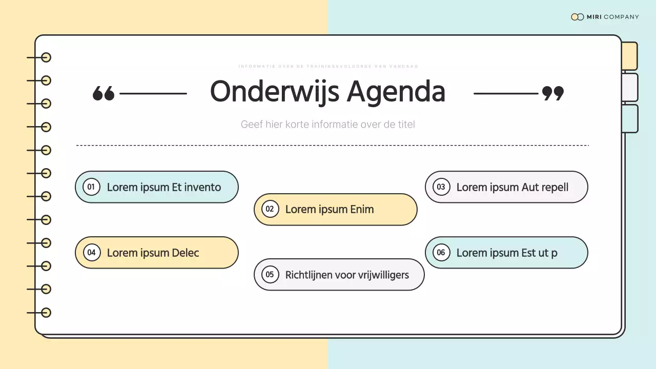 Eenvoudig NGO Corps voortrainingsmateriaal in mint en geel