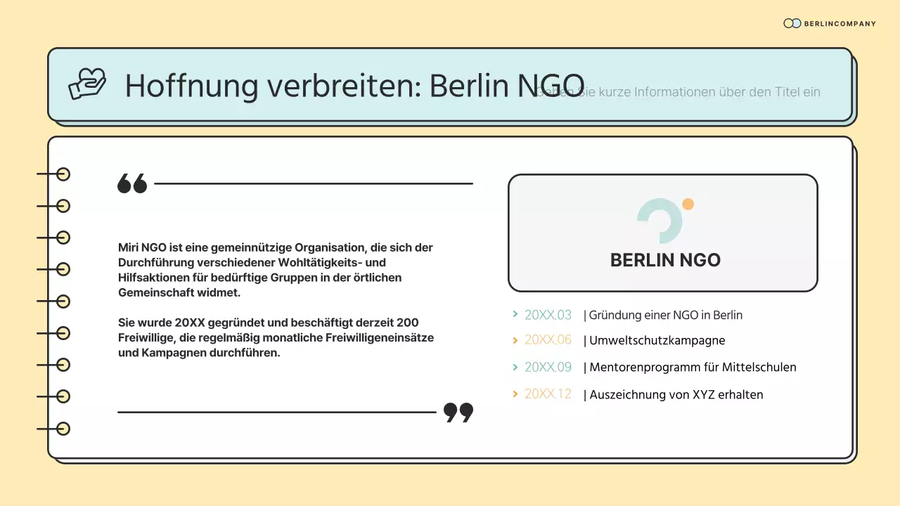 Einfache NGO-Korps-Vorschulungsmaterialien in mint und gelb