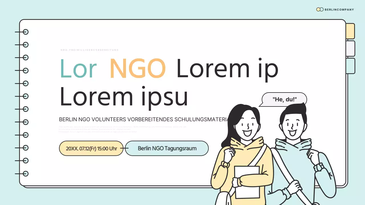 Einfache NGO-Korps-Vorschulungsmaterialien in mint und gelb