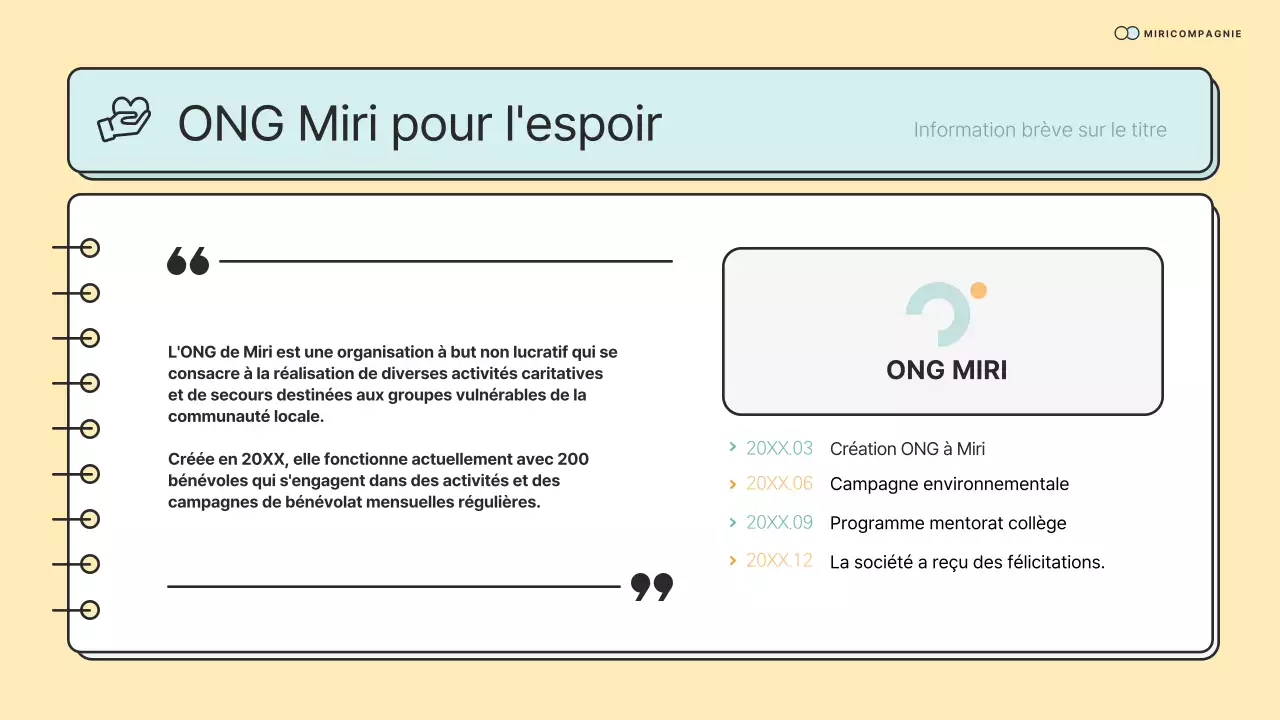 Matériel de préformation de Simple NGO Corps en jaune et menthe
