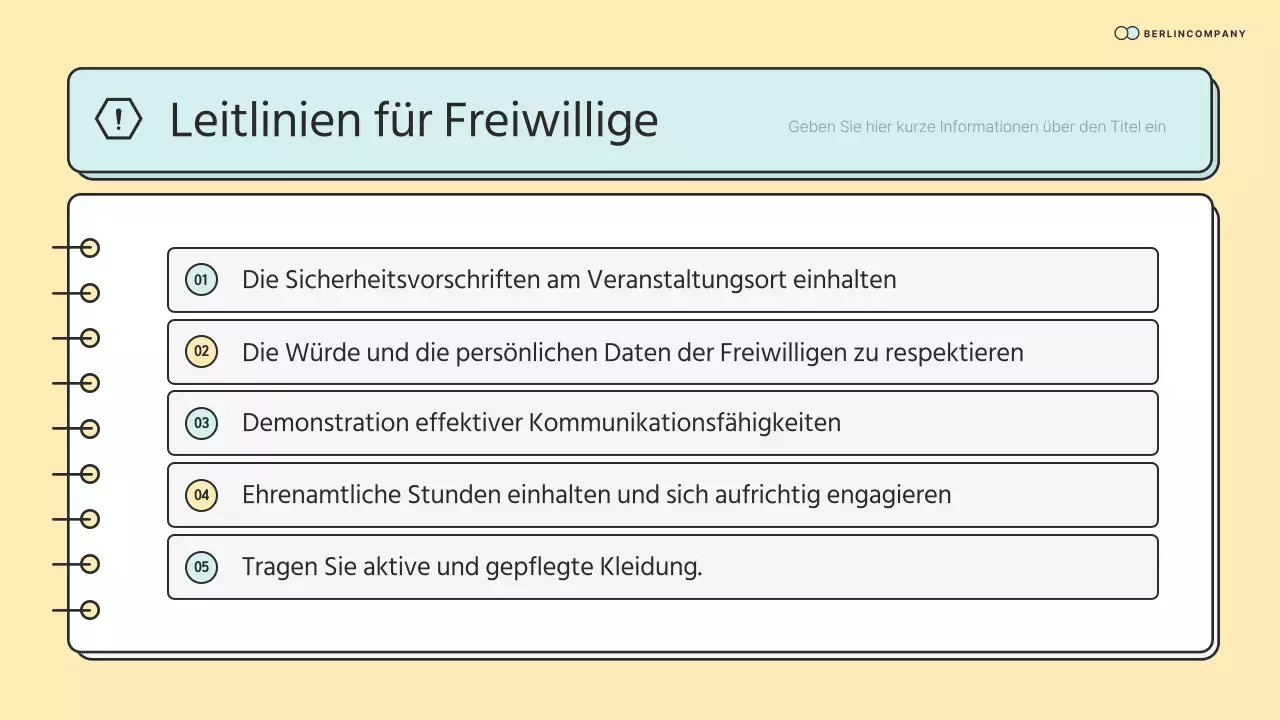 Einfache NGO-Korps-Vorschulungsmaterialien in mint und gelb