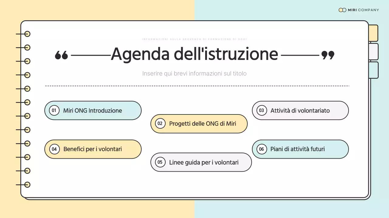 Materiale semplice di preformazione del Corpo delle ONG in menta e giallo