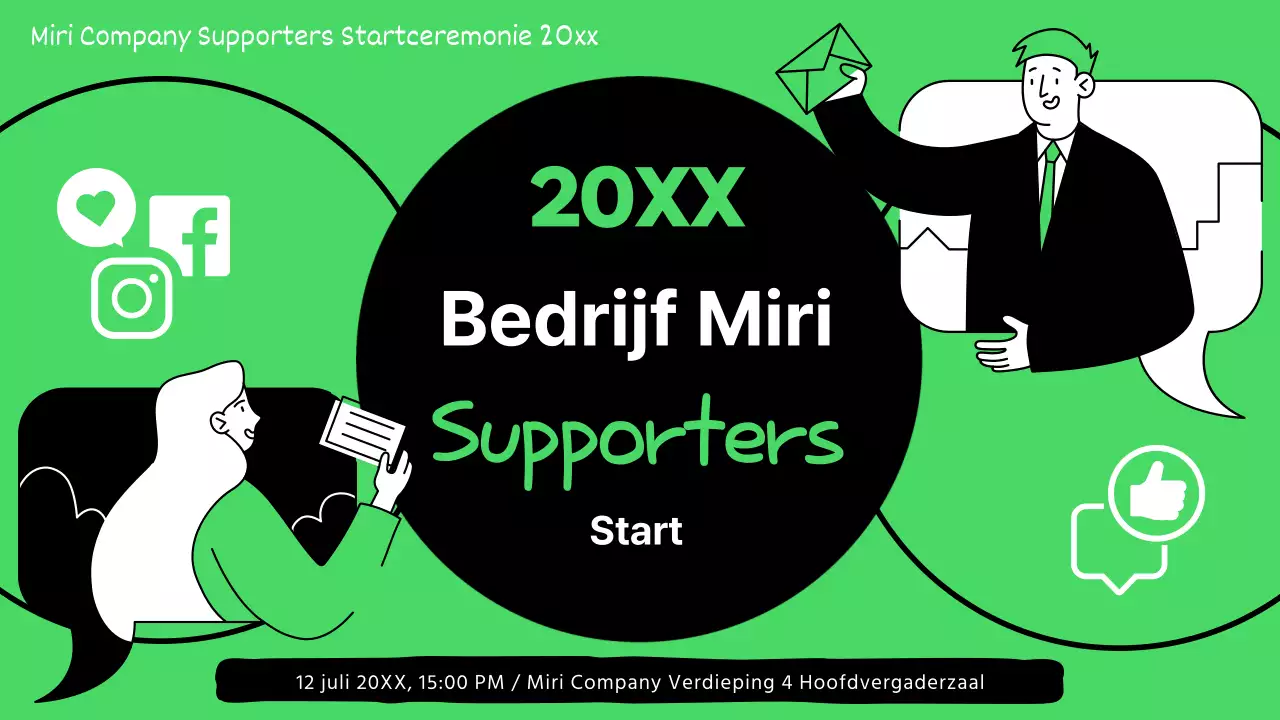 Presentaties van supporters groen en zwart gemarkeerd