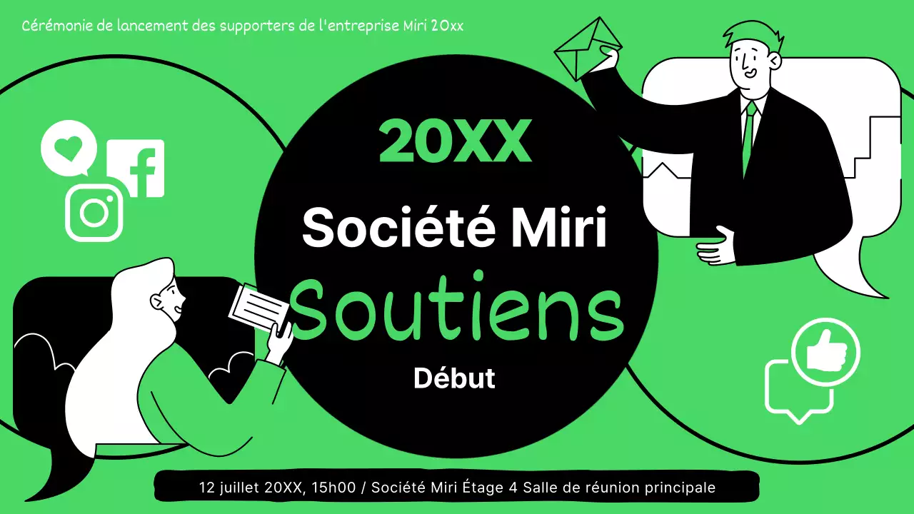 Les présentations des donateurs sont surlignées en vert et en noir