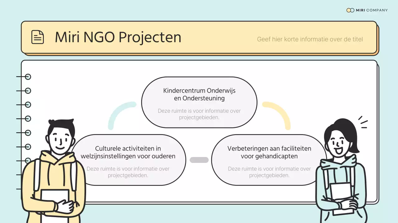 Eenvoudig NGO Corps voortrainingsmateriaal in mint en geel