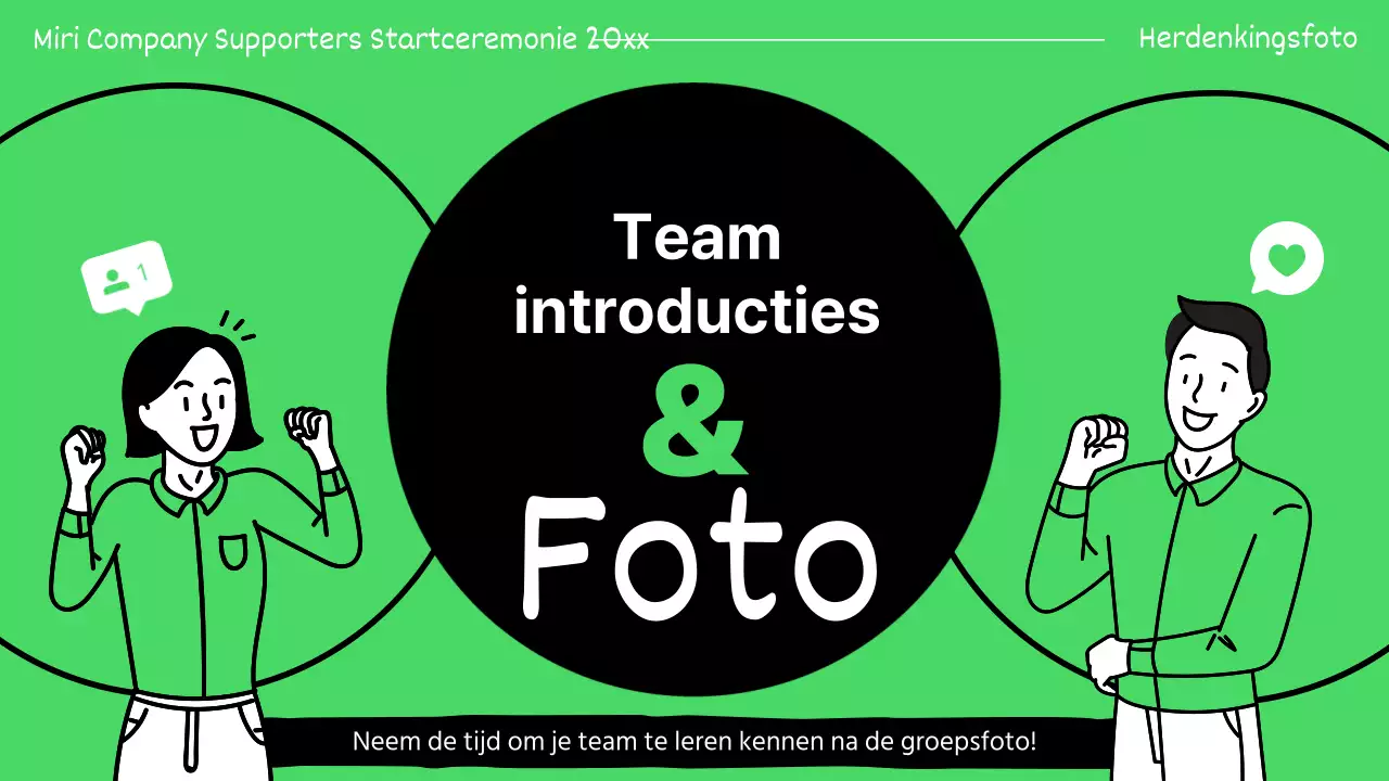 Presentaties van supporters groen en zwart gemarkeerd