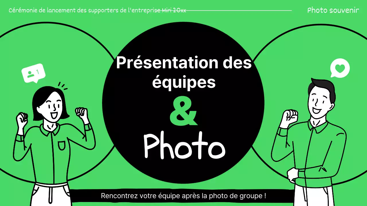 Les présentations des donateurs sont surlignées en vert et en noir