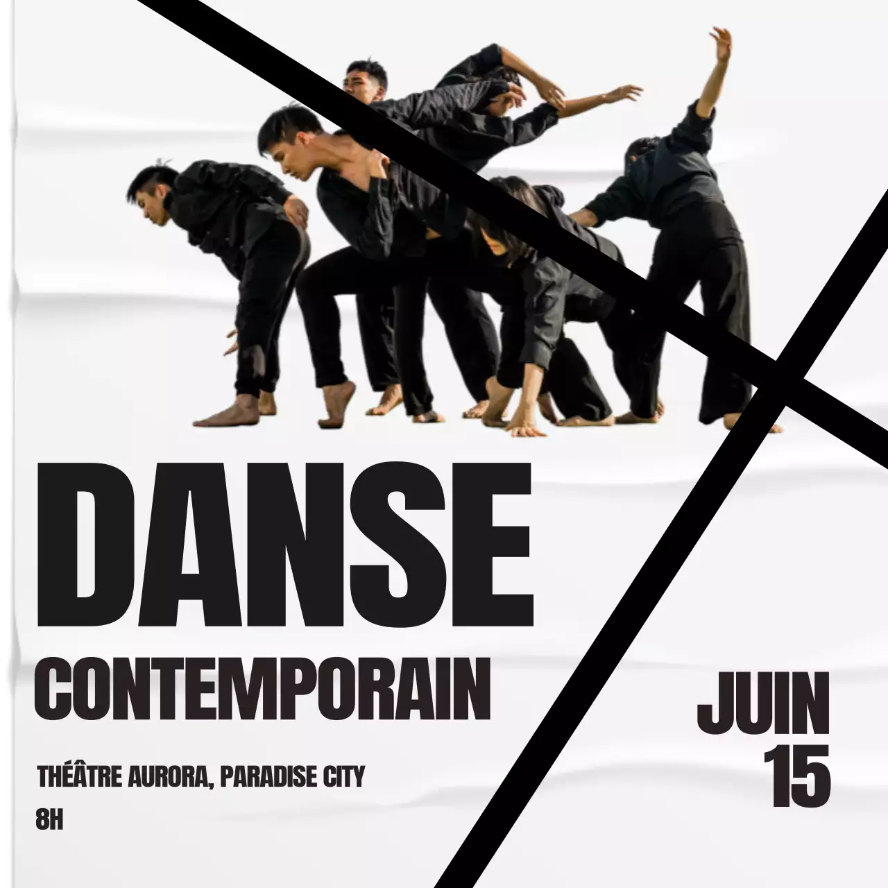 Publicité moderne noire Un événement de danse contemporaine