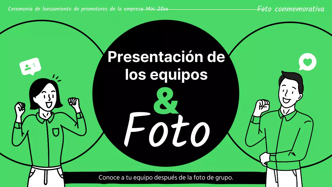 Presentaciones de los patrocinadores resaltadas en verde y negro