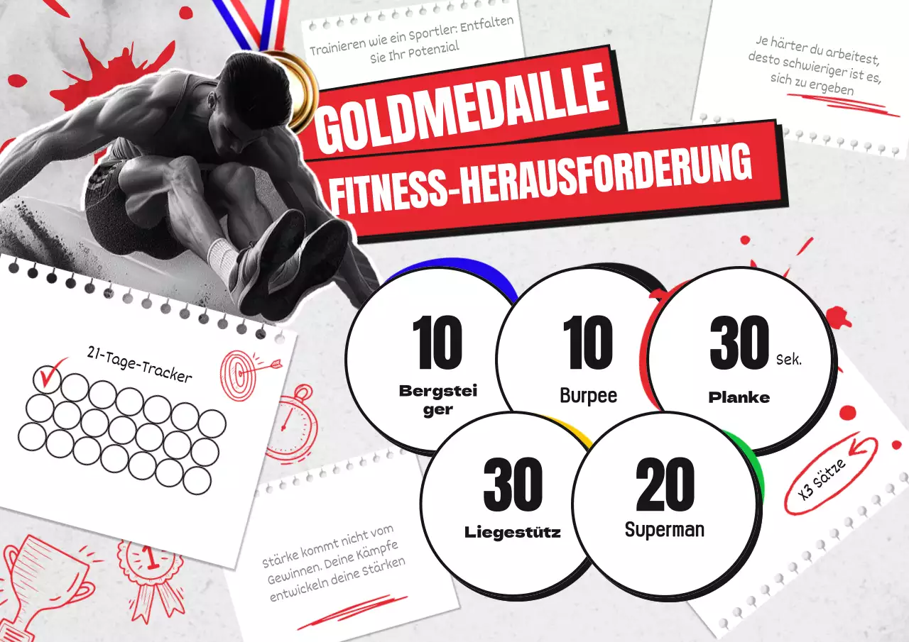 Grauer, roter, fetter Fitness-Workout-Planer