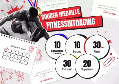 Grijs Rood Vet Fitness Workout Plan Planner