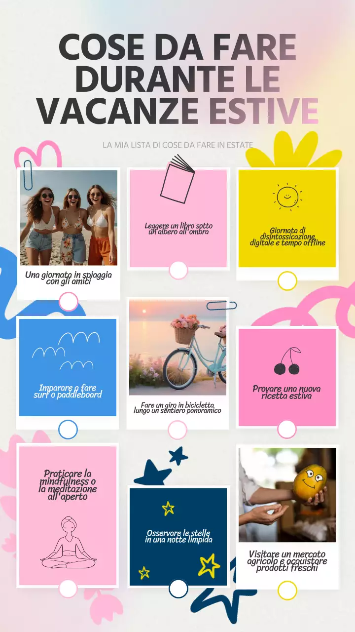 Agenda estiva in grassetto grigio-rosa per l'elenco delle cose da fare