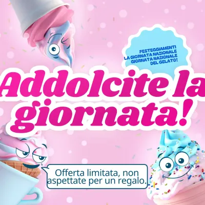Promozione della Giornata Nazionale del Gelato Rosa Azzurro Flashy