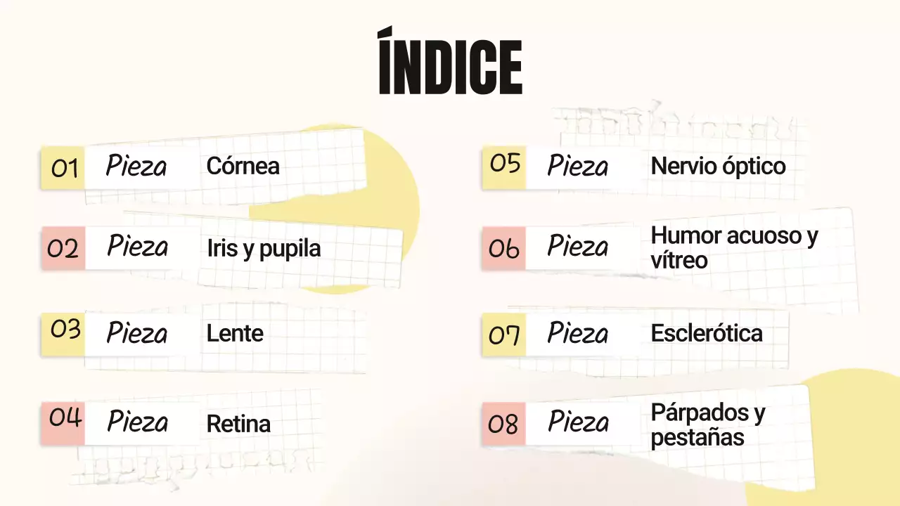 Amarillo Rosa Tendencia Negrita Partes de los ojos Material de clase