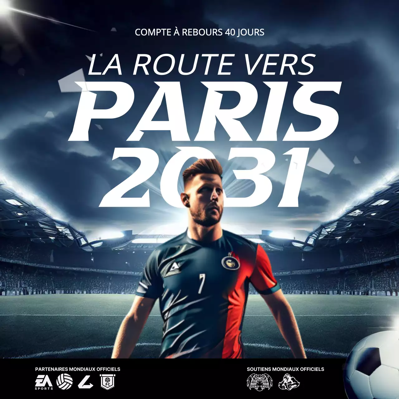 Événement de football moderne bleu et blanc