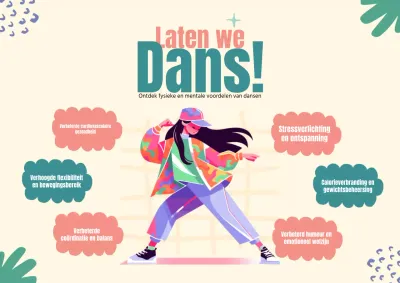 Groen en Roze Minimal Illustratie Voordelen van Dansen