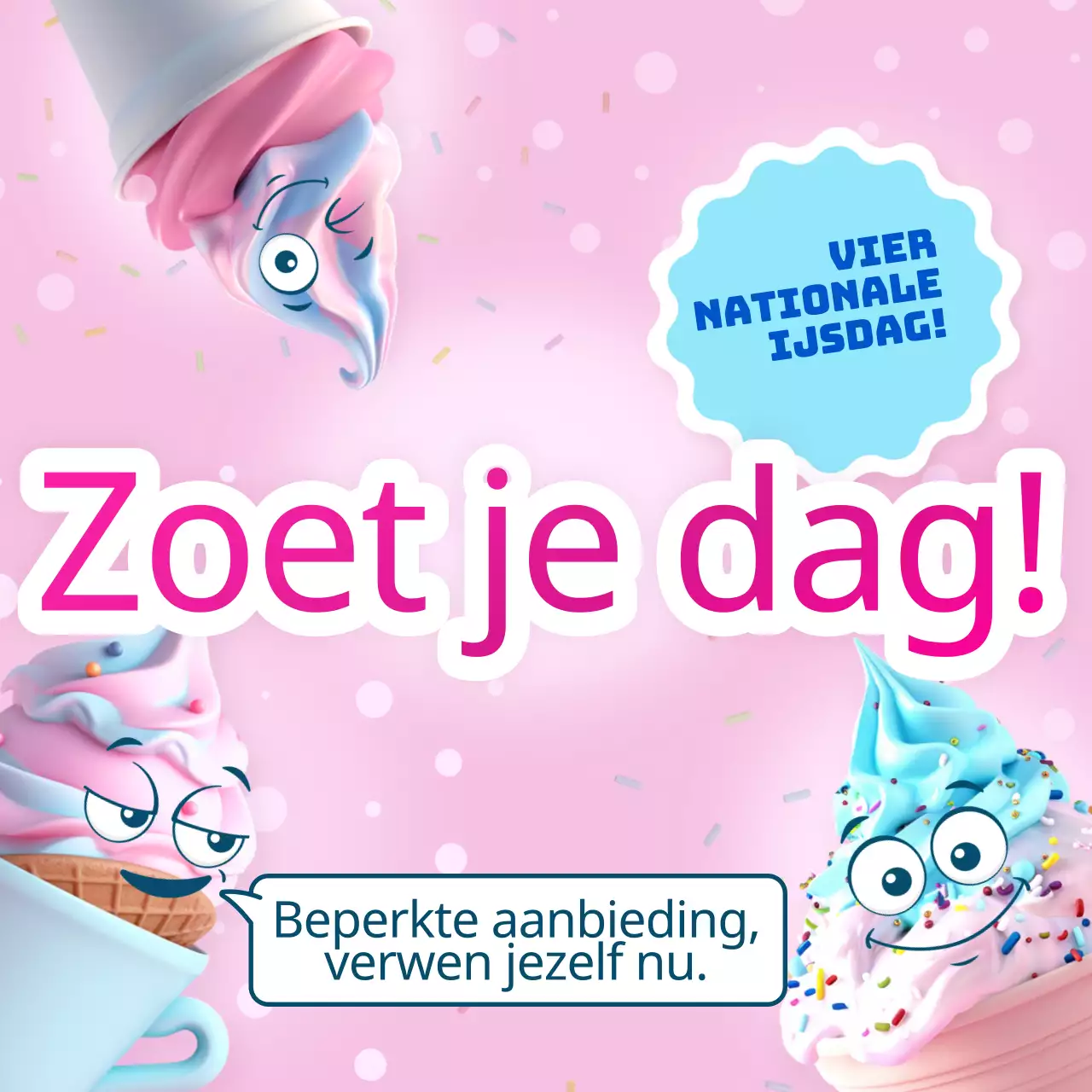 Roze Hemelsblauw Flitsende Nationale IJsdag Promotie