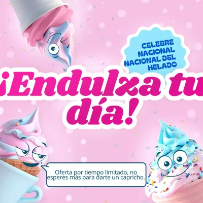 Pink Sky blue Flashy Promoción del Día Nacional del Helado
