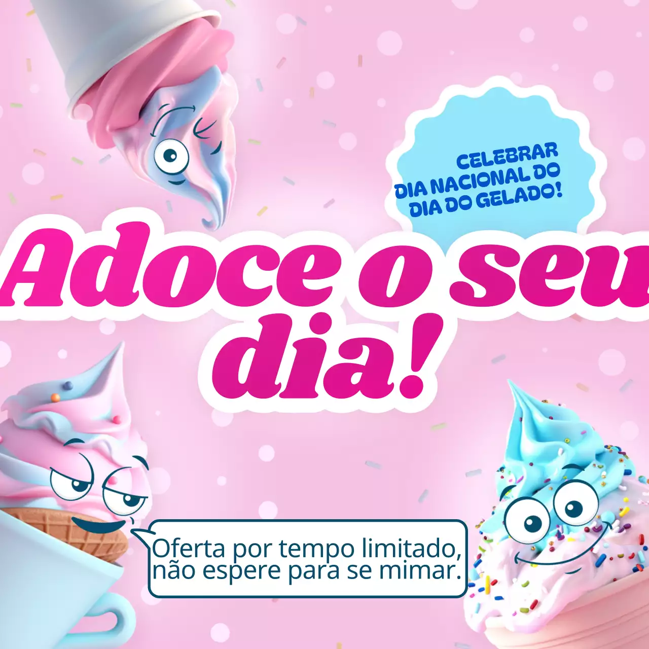 Rosa Céu azul Promoção reluzente do Dia Nacional do Gelado