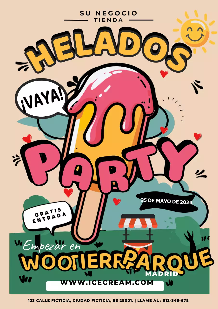 amarillo y rojo Invitación Retro Ice Cream Party