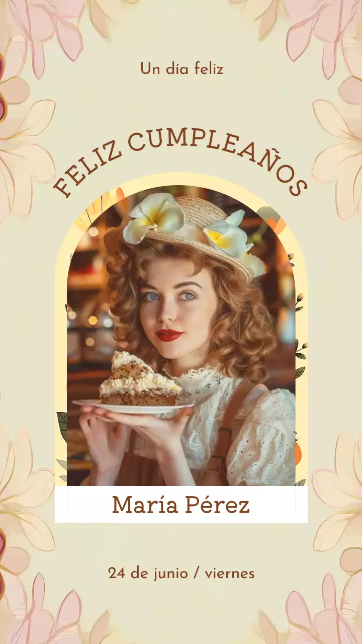 Beige Minimal Moderna Felicitación de cumpleaños