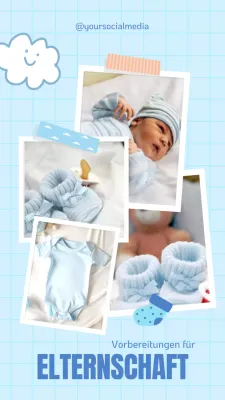 Blau Minimal Collage Baby Dusche Feier Einladung