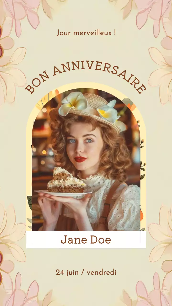 Beige Minimal Modern Birthday Greeting