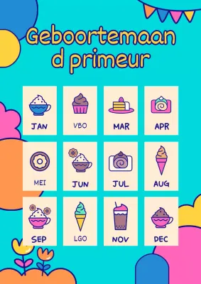 Blauw Levendig Geboortemaand Materiaal