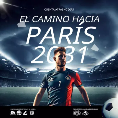 Evento de fútbol moderno azul y blanco