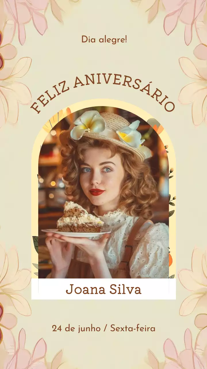 Saudação de aniversário moderna, minimalista e bege