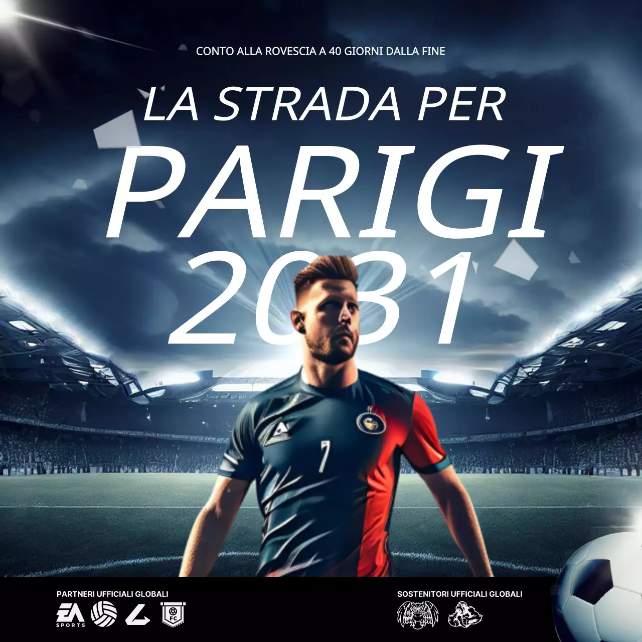 Evento di calcio moderno bianco e blu