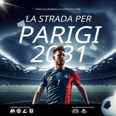 Evento di calcio moderno bianco e blu