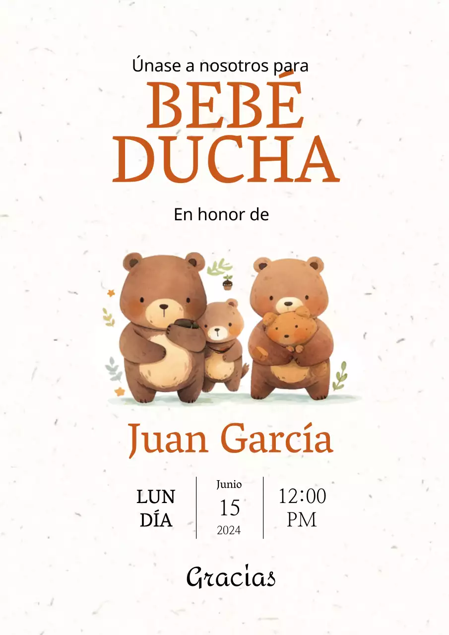 Invitación sencilla marrón para baby shower