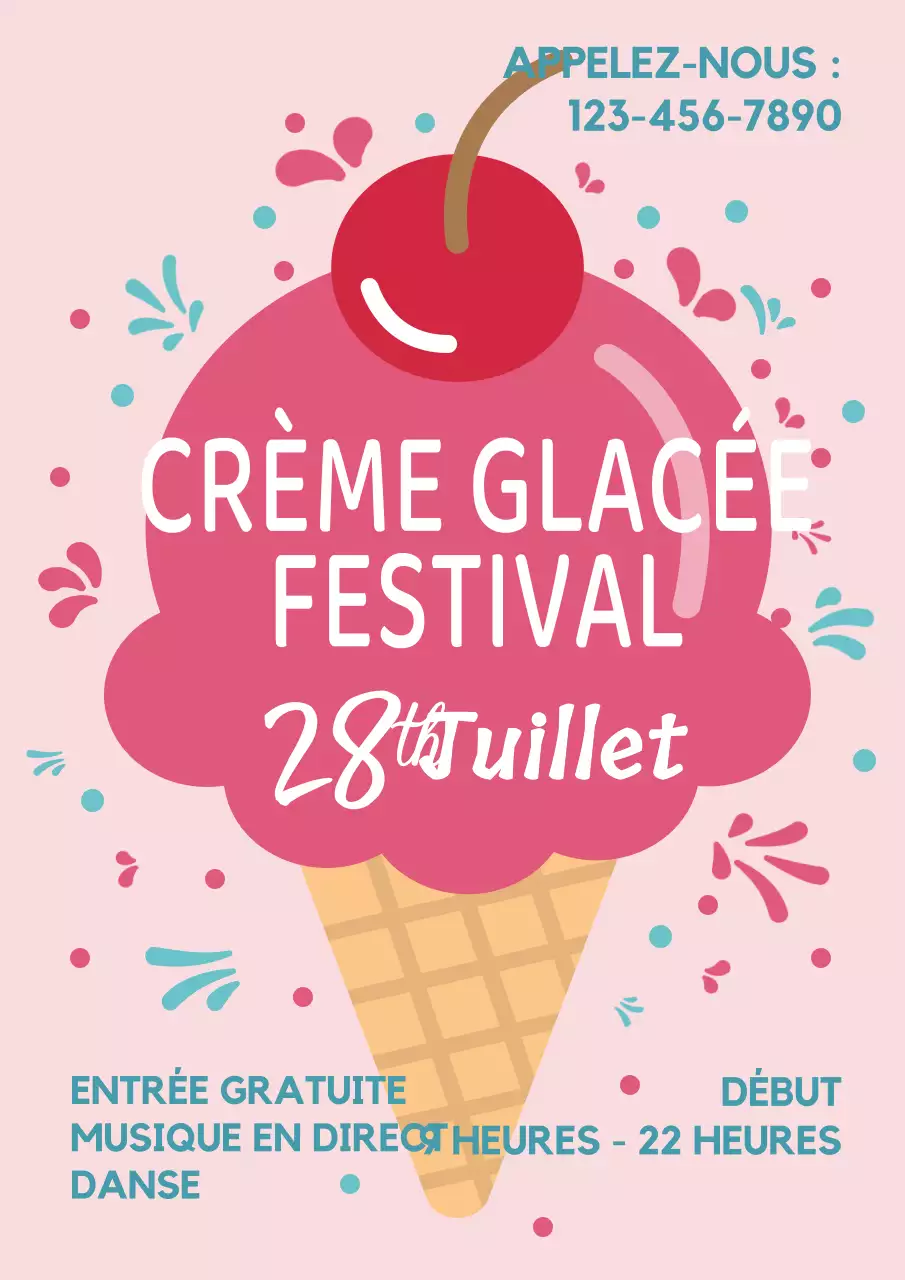 Invitation simple rouge et rose pour le festival des glaces