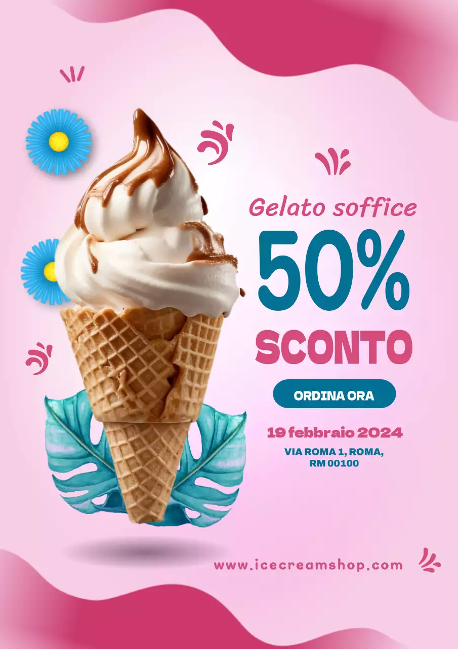 Promozione del gelato moderno rosa e rosso
